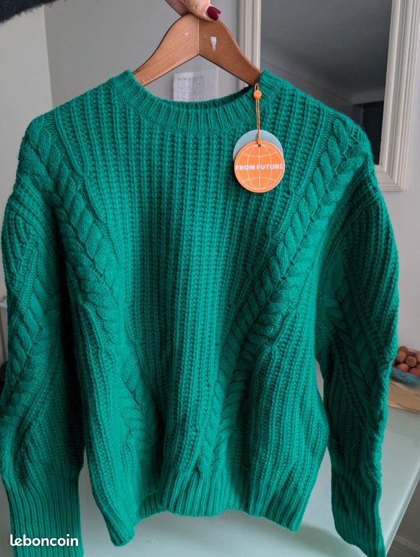 Pull Femme From Future 100% Laine - Taille L Bleu - Occasion Très Bon État