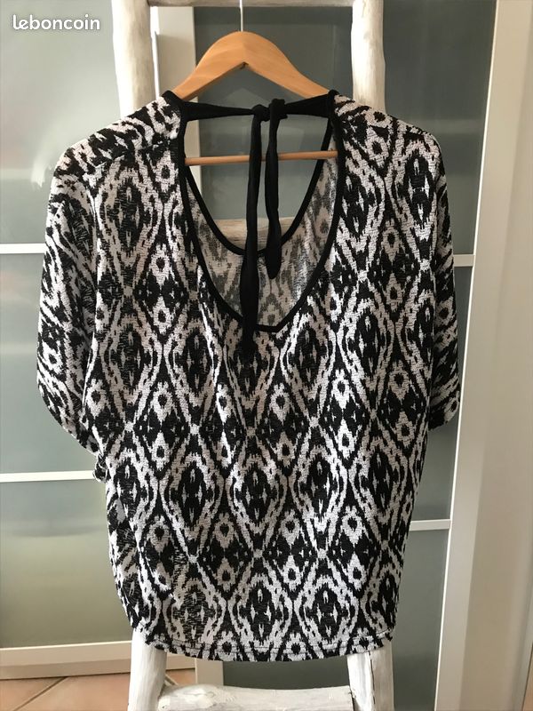 Haut Femme Noir et Blanc Taille unique (image 2)