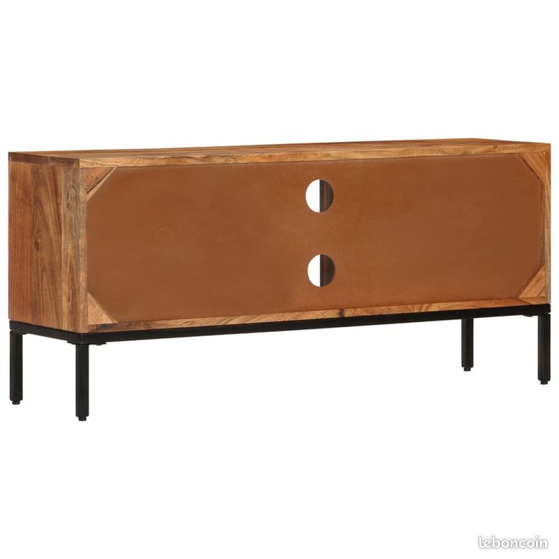 Meuble TV En Pin Massif – Marron Miel – 110,5x34x40 Cm – Neuf