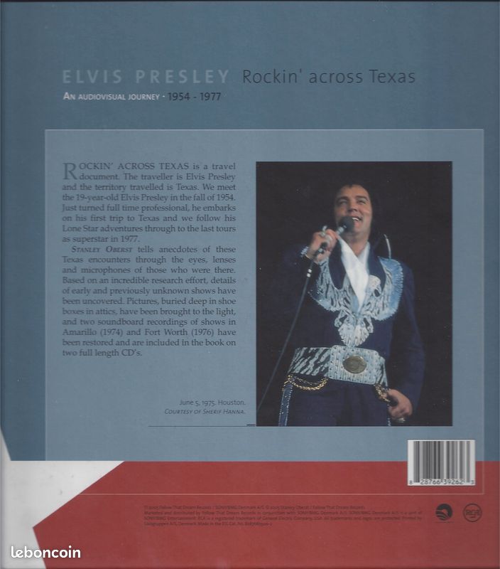Elvis presley rockin across texas livre couverture rigide 270 pages 240 photos 2 cds set 1974 & 1976 soundboard recording sortie en uillet 2005 supprimé du catalogue ftd extrêmement rare scellé (image 3)