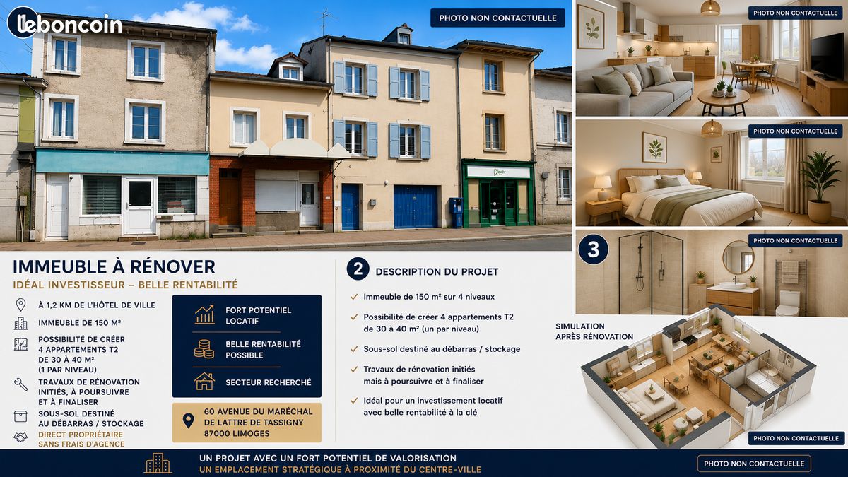 Immeuble 4 pièces 159 m² · à Limoges · 159 m² · 148 900 €