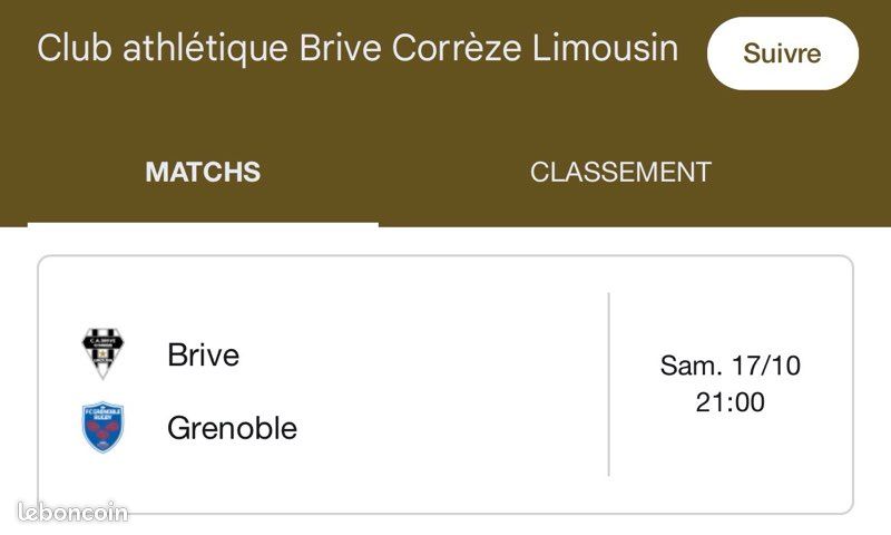 1 place – CAB Brive vs Grenoble – 32 (image 2)