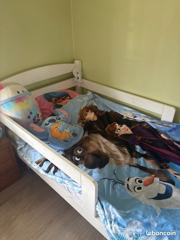 2 Lits enfant blanc avec barrière intégrée (image 3)