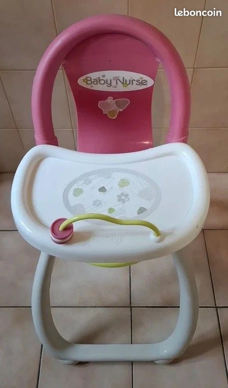 Smoby - Baby Nurse - Twin High Chair - for Dolls and Dolls - Transformable into a Rocking - 4 Accessories Included - 220344