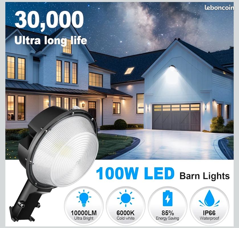 Lumières De Zone Pour Extérieur Du Crépuscule à L'aube, Lumière De Grange LED 100 W