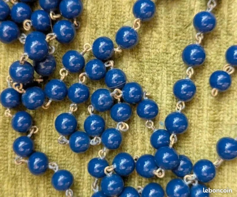 Lot De 150 Perles Vintage En Verre Bleu Mat - Forme Irrégulière - Occasion - Fabriqué En Inde