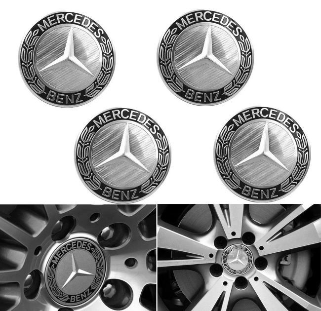 Cache moyeu Mercedes jante logo emblème cache roue classe C A B E GLA GLE  GLC S w176 W204 W205 w246 w213 - Équipement auto