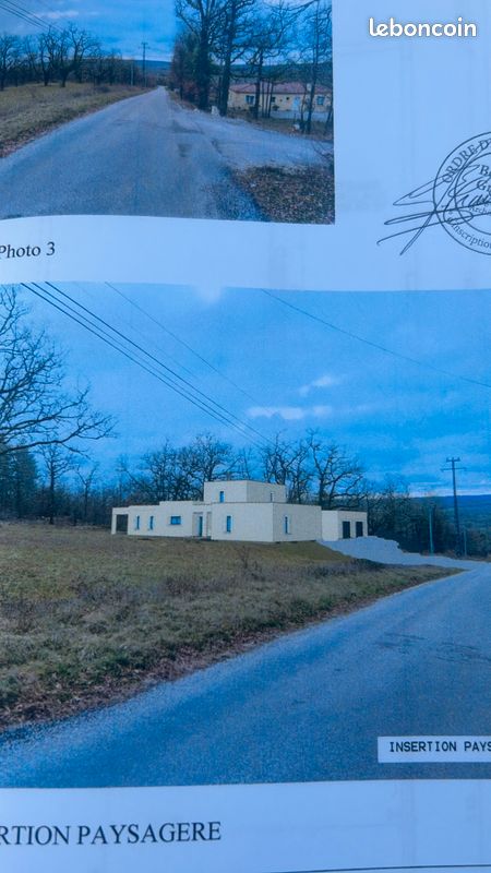 Terrain 2088 m2 avec permis de construire et tampon d’architecte - Projet villa moderne+ piscine + garage · à Montgesty · 33 