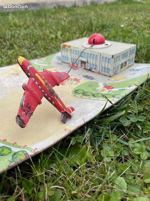 Jouet Ancien En Tôle – Avion Looping Mécanique, état De Marche