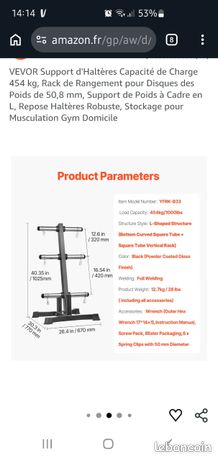 Support pour poids, haltères et barres - rack haltères multifonction - charge max. 200 Kg