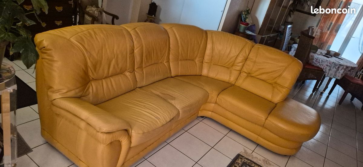 Canapé angle et fauteuil cuir veritable (image 3)