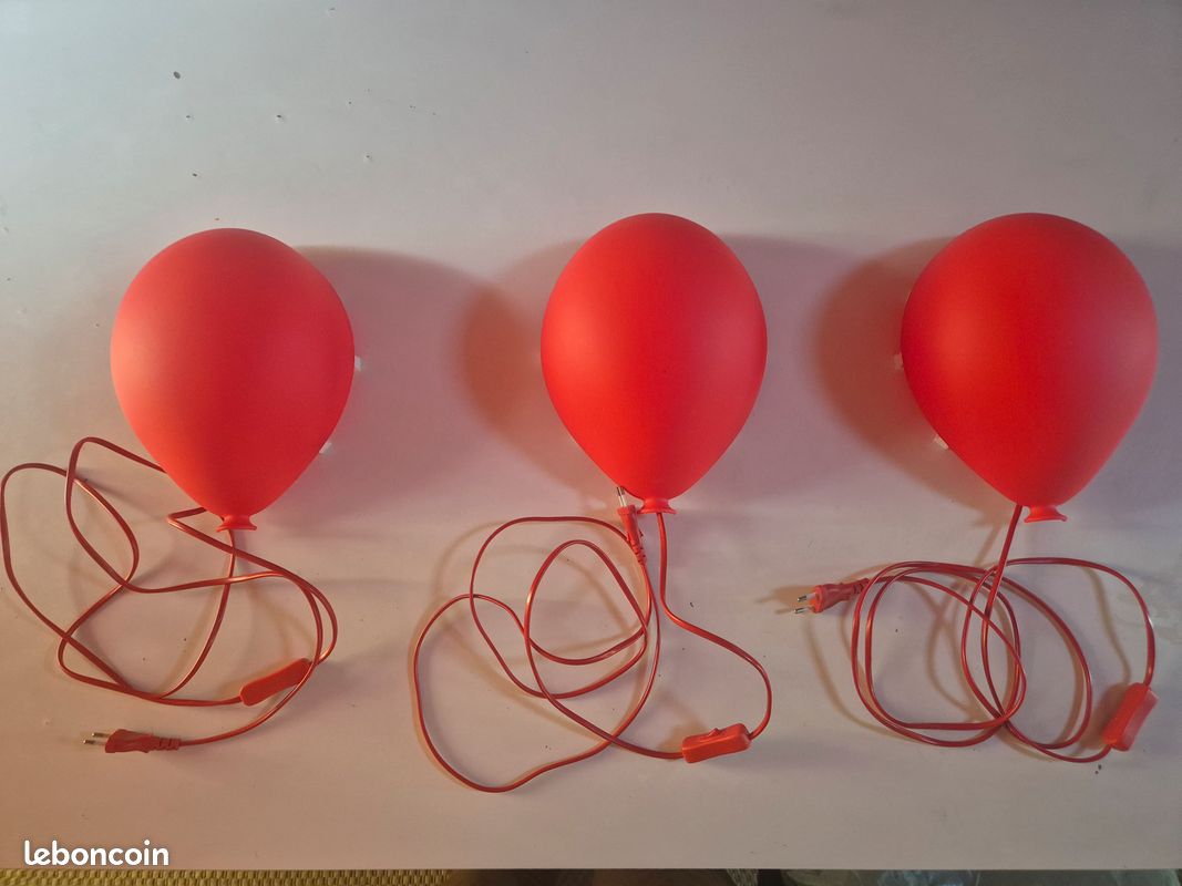 Lot de 3 luminaires applique ballon rouge ikea dromminge année 90 vintage (image 1)