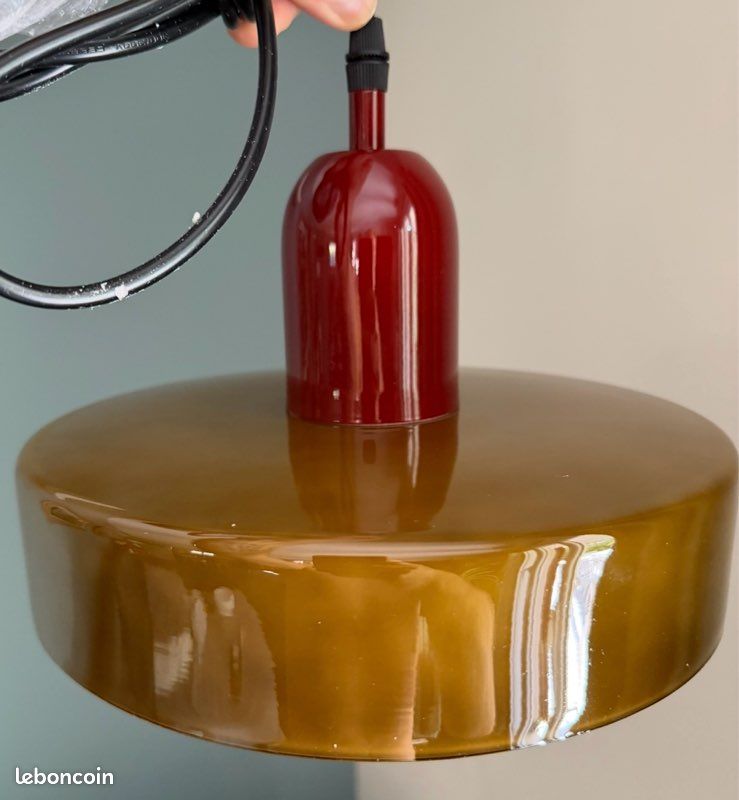 Suspension Lustre en verre diamètre 25 cm fil 150 cm (image 1)