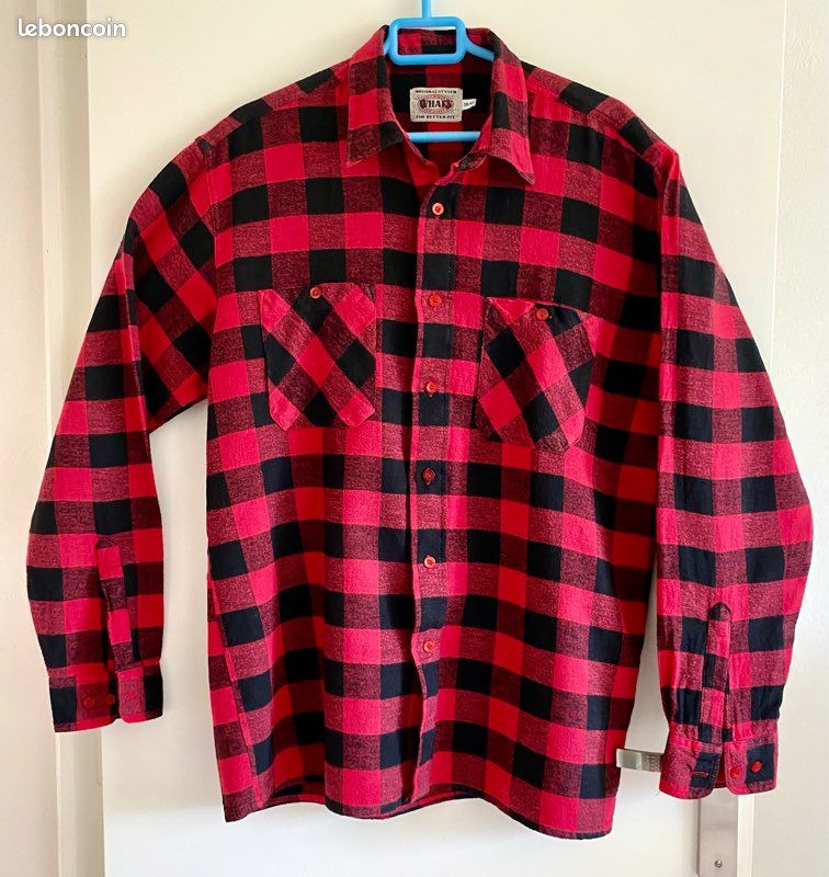 Chemise à carreaux rouge / noir homme flanelle taille 39/40 (image 1)