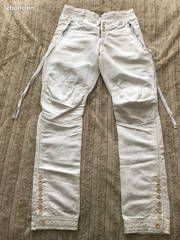 Pantalon Large Soie Gris Marron Marithé Et François Girbaud Vintage - Occasion TB état