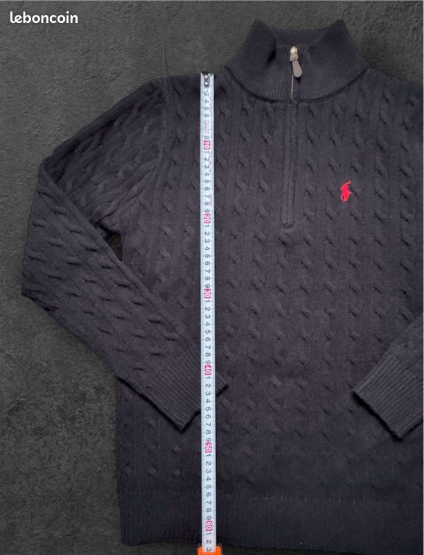 Half zip torsadé Ralph Lauren noir – Taille M – Neuf avec étiquette (image 10)