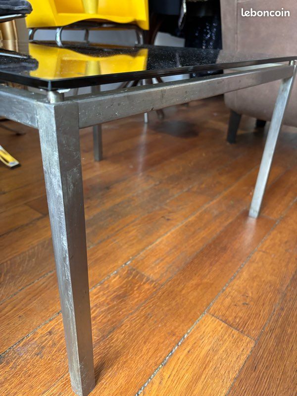 Table basse chromé et verre fumé années 1970 (image 6)