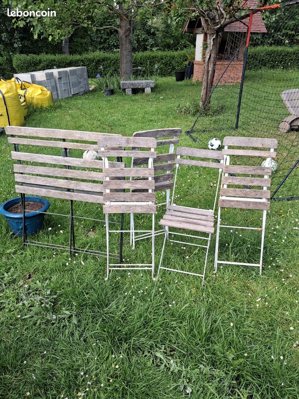 Lot de 5 chaise de bistro et sa table ronde (image 3)