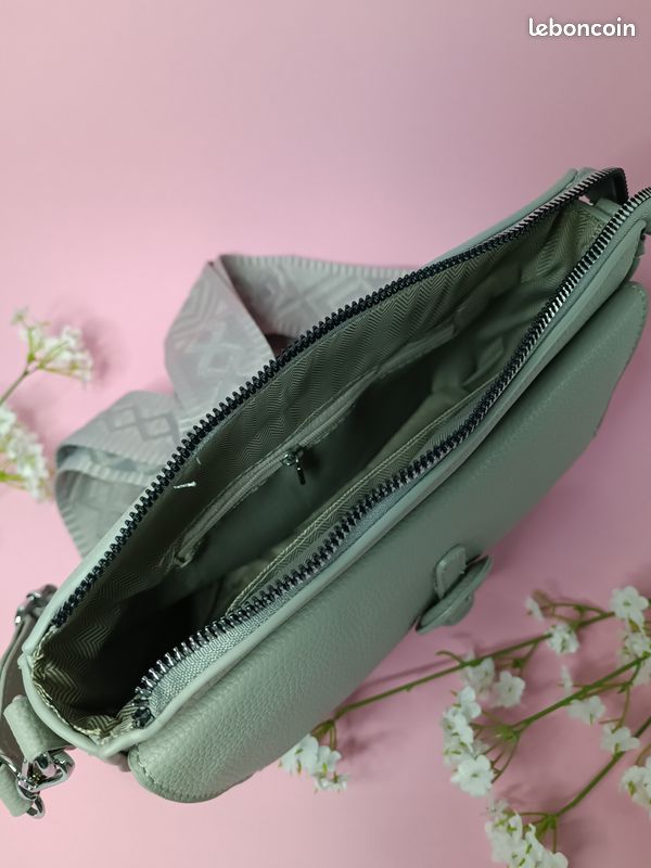 Sac à main couleur Gris avec bandoulière assortie (image 5)