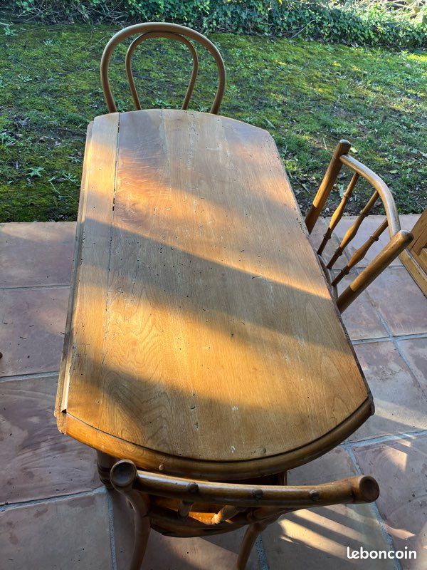 Ensemble bois massif ancien 4 chaises + table ovale provençal (image 4)