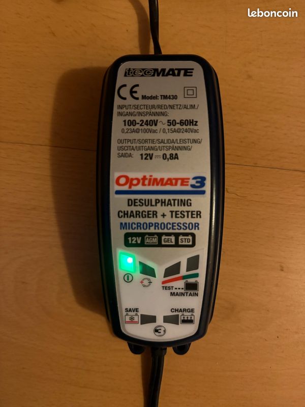 Chargeur batterie moto TecMate Optimate 3 +