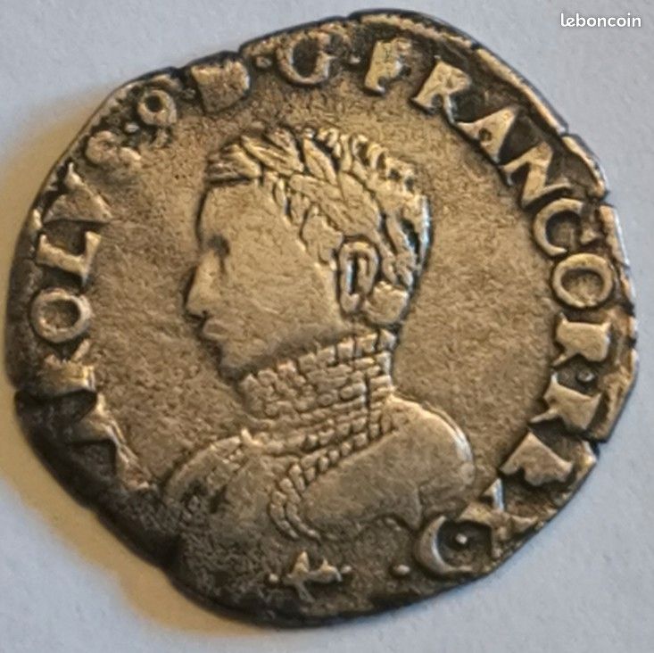 Monnaie France - Teston Charles IX 1575 Rouen - Argent TB+ - Rare