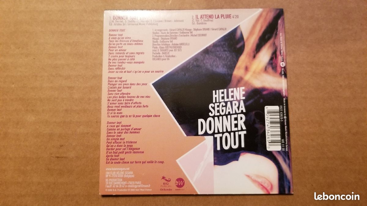 Single CD - Hélène Segara - Donner tout - (image 3)