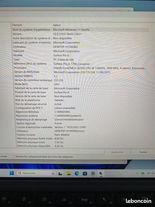 Tablette Microsoft Surface Pro 6 / Intel Core i5 / SSD 256 Go / 8 Go RAM (image 4)