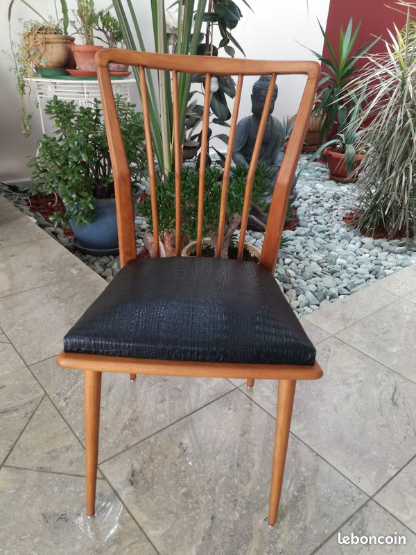 4 chaises années 50 retapissées (image 2)