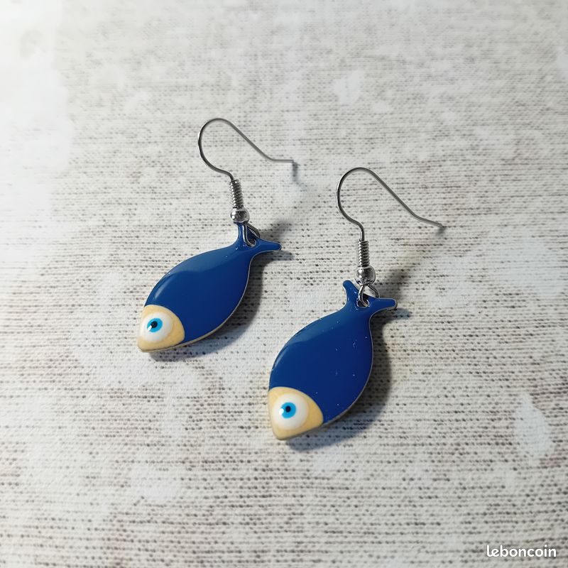 Boucles D'Oreilles Poissons En Bois Multicolore - Le P'tit Atelier De Zazou - Neuf Avec Étiquettes