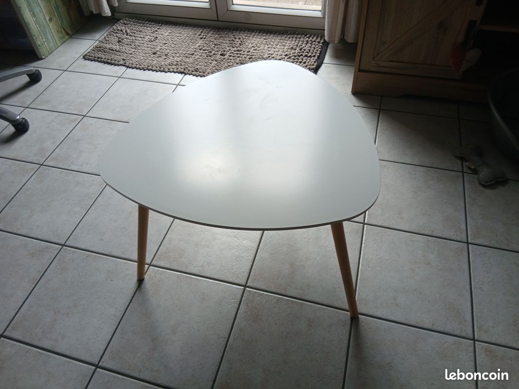 Table basse gigogne Design MDF blanc et chêne (image 1)