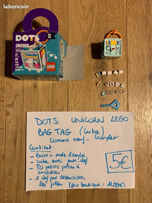 Dots unicorn Lego bag tag cube complet comme neuf Jeux Jouets