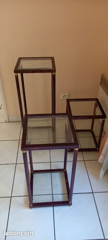 Ensemble de 4 colonnes décoratives en verre+bois (image 4)