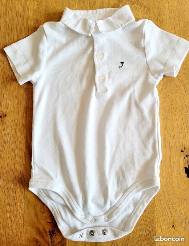 Tenue cérémonie Jacadi 24 mois 2 ans salopette lin gris souris body gilet blanc comme neuf (image 13)