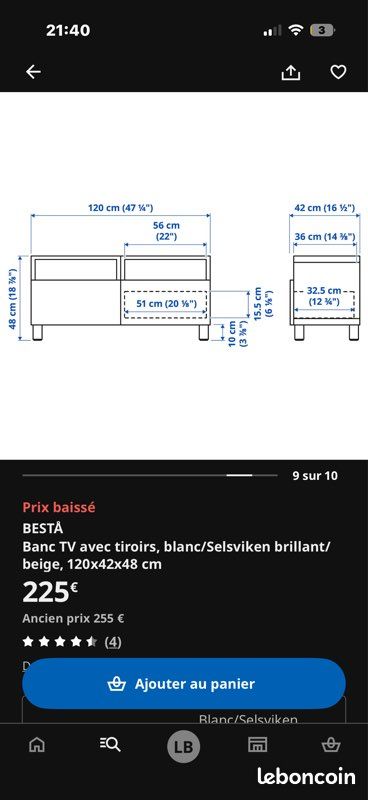 Meuble TV IKEA EXCELLENT ÉTAT COMME NEUF (image 3)