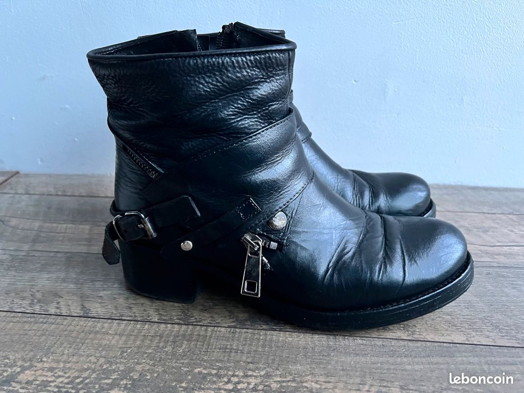 Bottines noires en cuir (image 2)