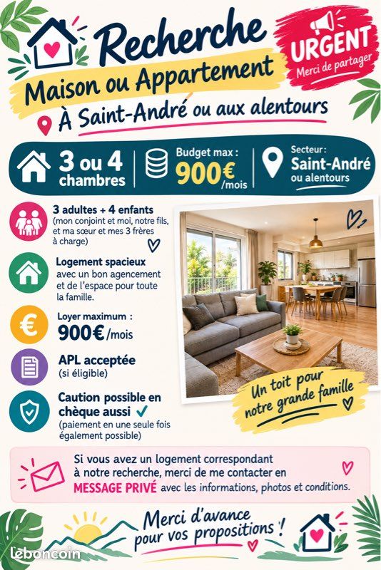 Appartement 4 pièces 59 m² · à Sainte-Marie · 59 m² · 900 €/mois
