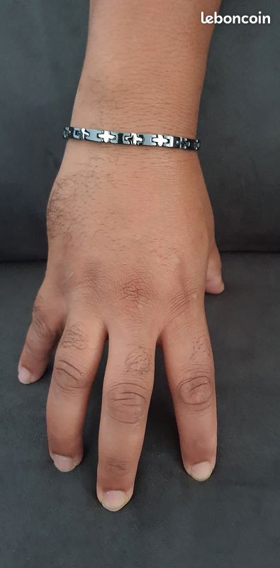 Gourmette homme ceramique noir et gris (image 1)