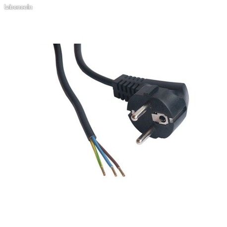 Cordon secteur 2p+T 3G1mm² ou 3G1.5mm² noir 2 mètres (image 1)