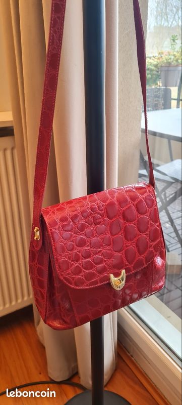 Sac a main cuir croco roige (image 3)