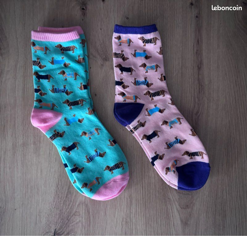 2 Paires Chaussettes Old Navy Femme - Bleu Marine, Douillettes, Motifs Licorne Et Chien
