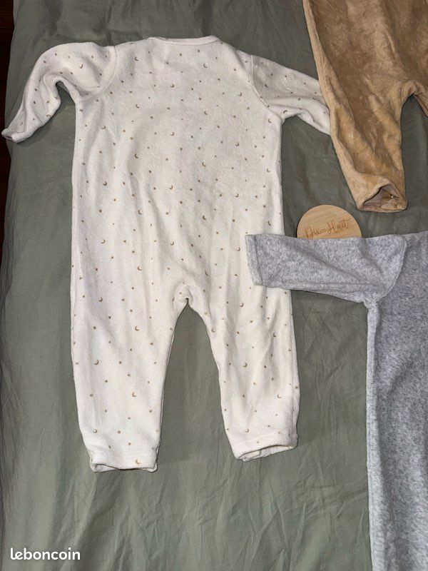 Lot de 3 pyjamas velours sans pieds ouverture par devant (image 8)