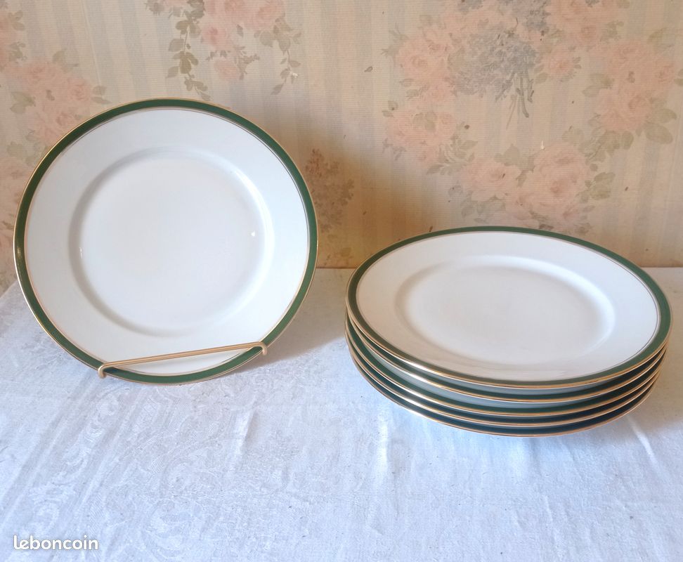 Six assiettes plates signées William Guérin Porcelaine de Limoges Rainier Grace Kelly (image 2)