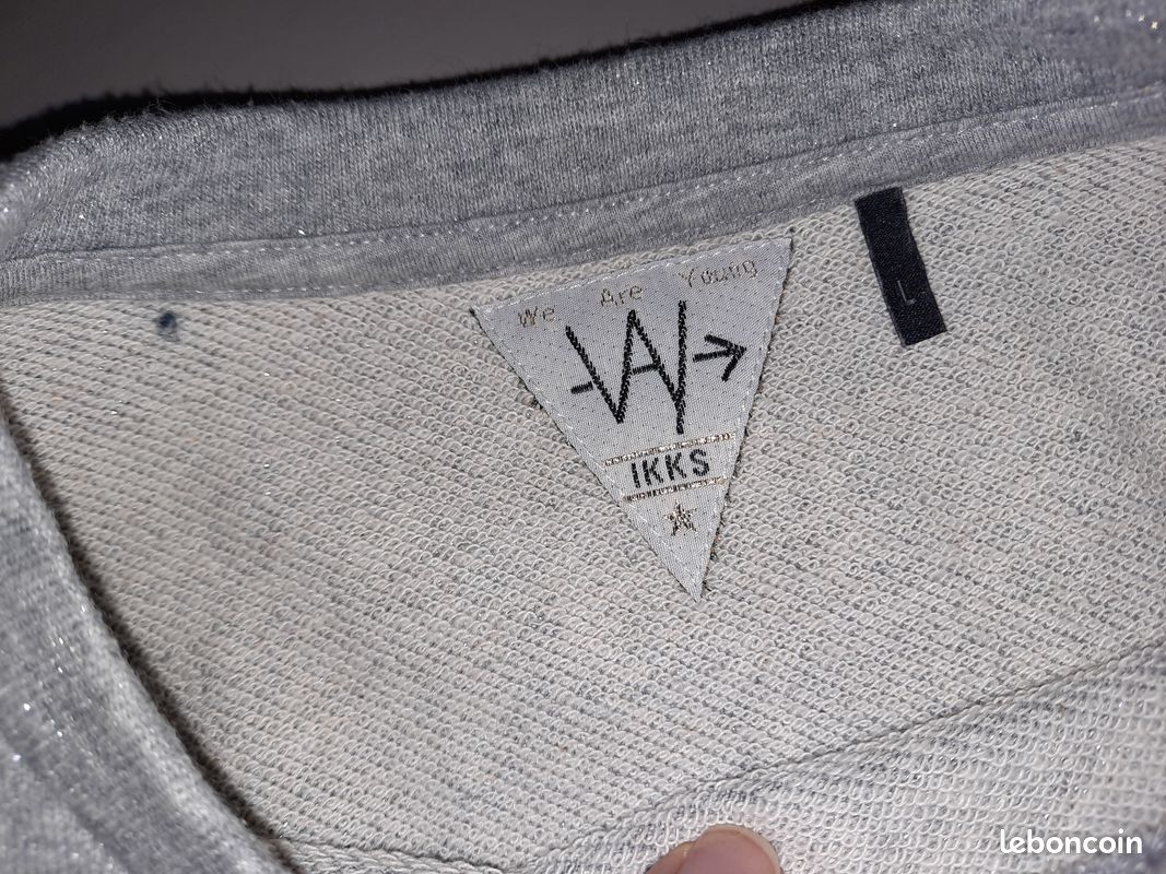 Sweat fille IKKS Taille L (12-13ans) gris clair (image 8)