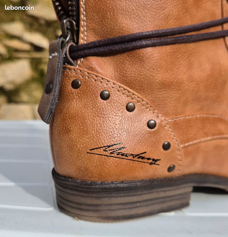 Bottines Mustang En Cuir Marron - Taille 38, Neuves Avec Boîte