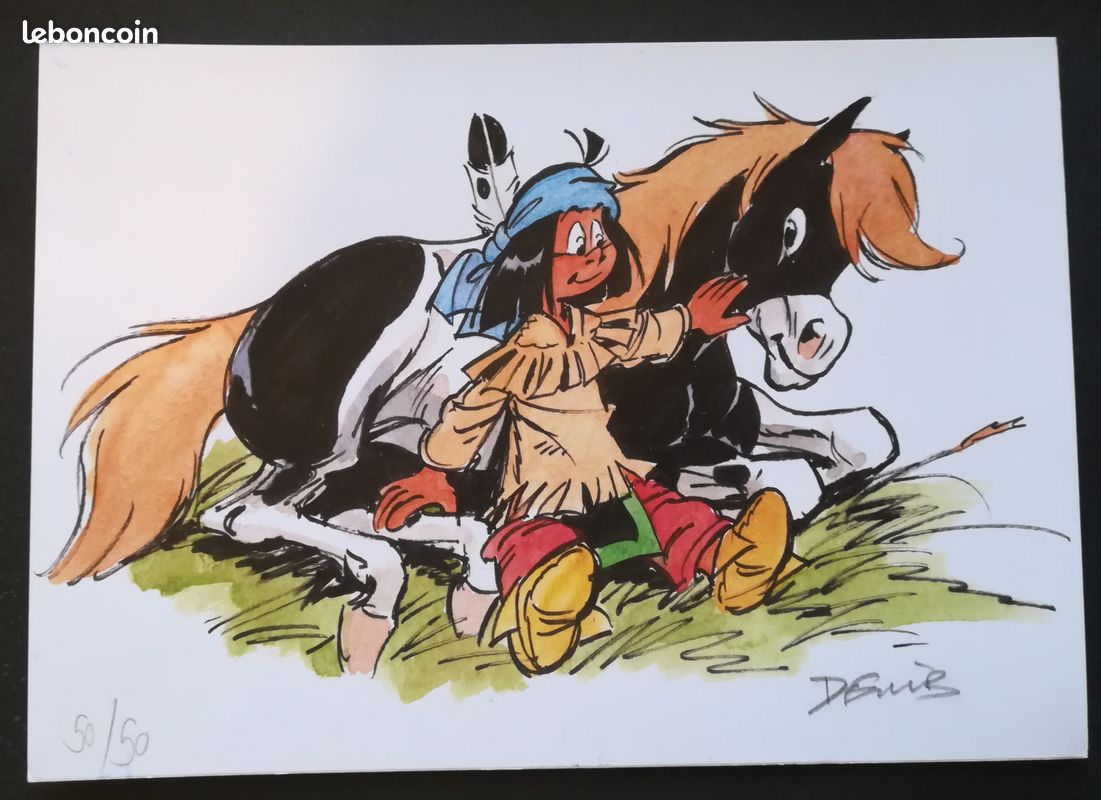 Bande dessinée. BD. EX LIBRIS YAKARI. Signé, Numéroté. Dessin Inédit ...