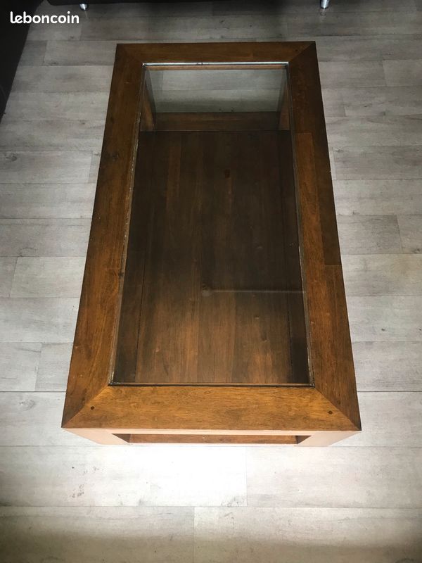 URGENT : table basse en bois et vitrée (image 1)