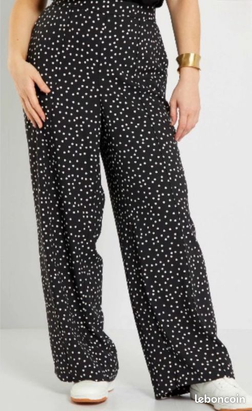 Pantalon a pois et jambe large taille 40 (image 1)