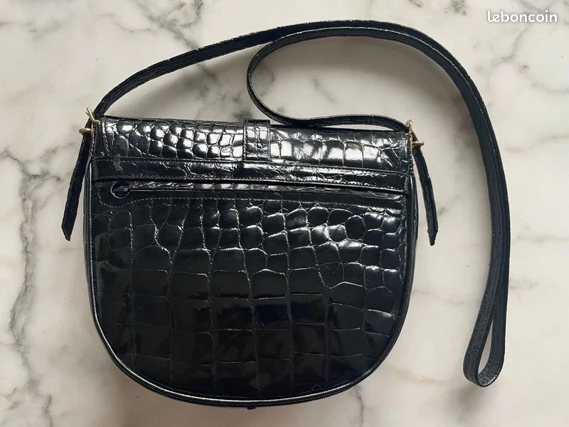Leather Bag Sac Pourchet Crocodile Pourchet Sac A Main Petit Noir