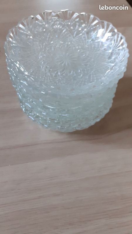Coupe à dessert verre écaille relief transparent x3